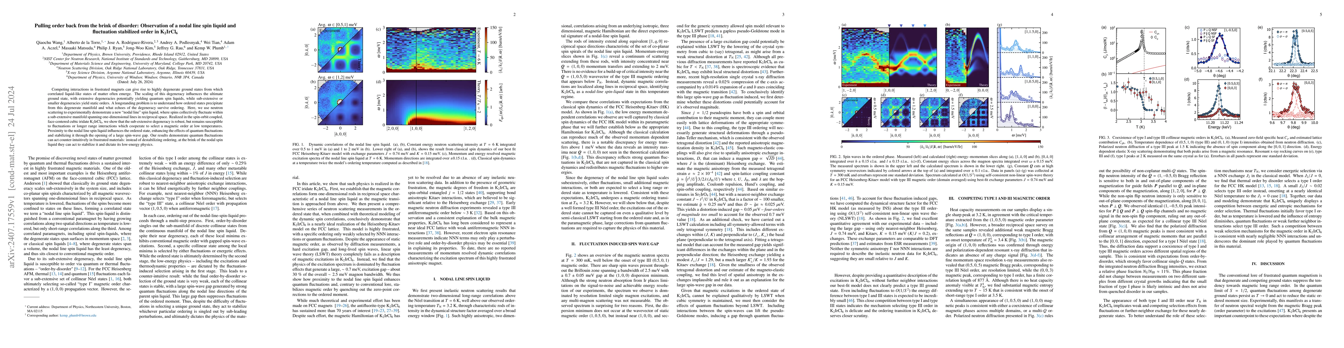 Thumbnail for Pulling order back from the brink of disorder: Observation of a nodal
  line spin liquid and fluctuation stabilized order in K$_2$IrCl$_6$