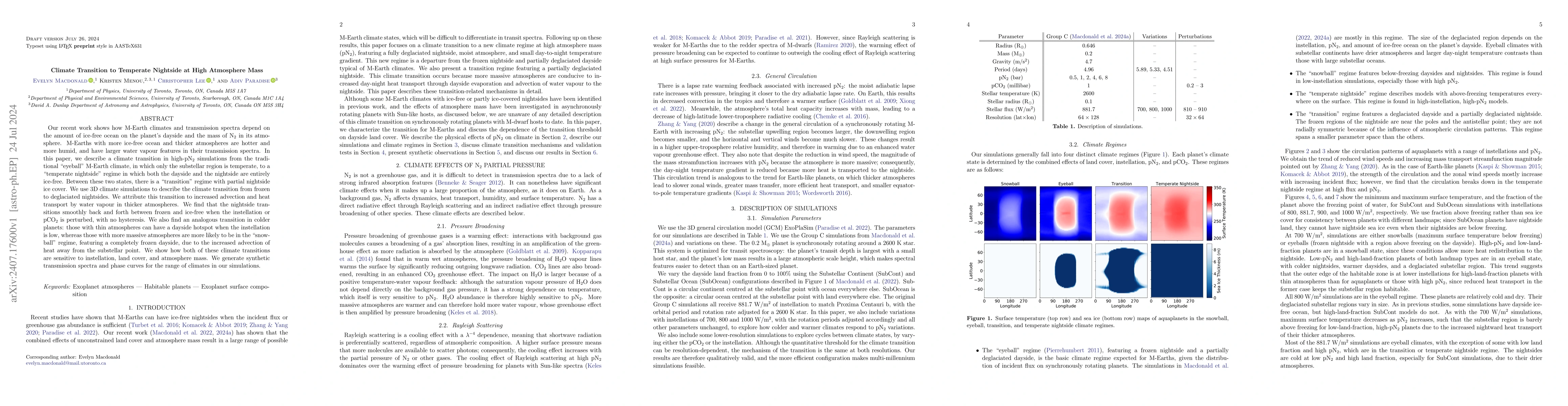 Thumbnail for Climate Transition to Temperate Nightside at High Atmosphere Mass