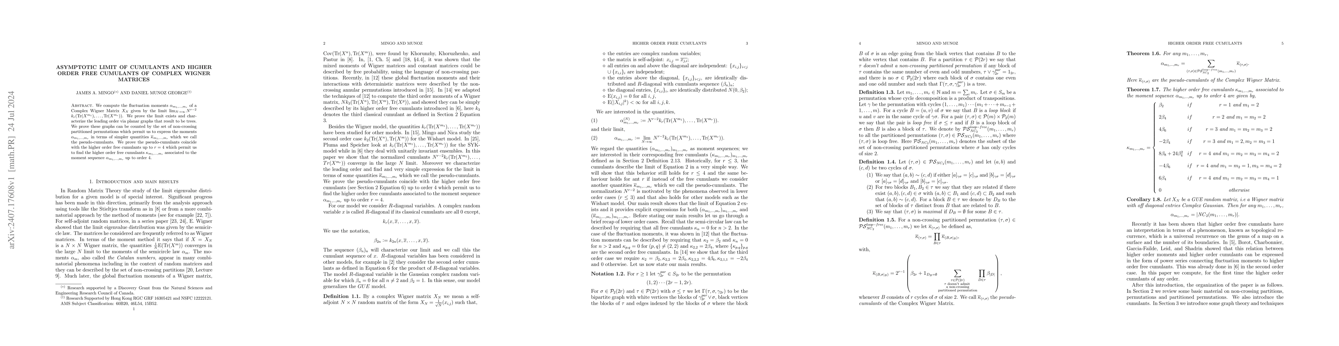 Thumbnail for Asymptotic limit of cumulants and higher order free cumulants of complex
  Wigner matrices