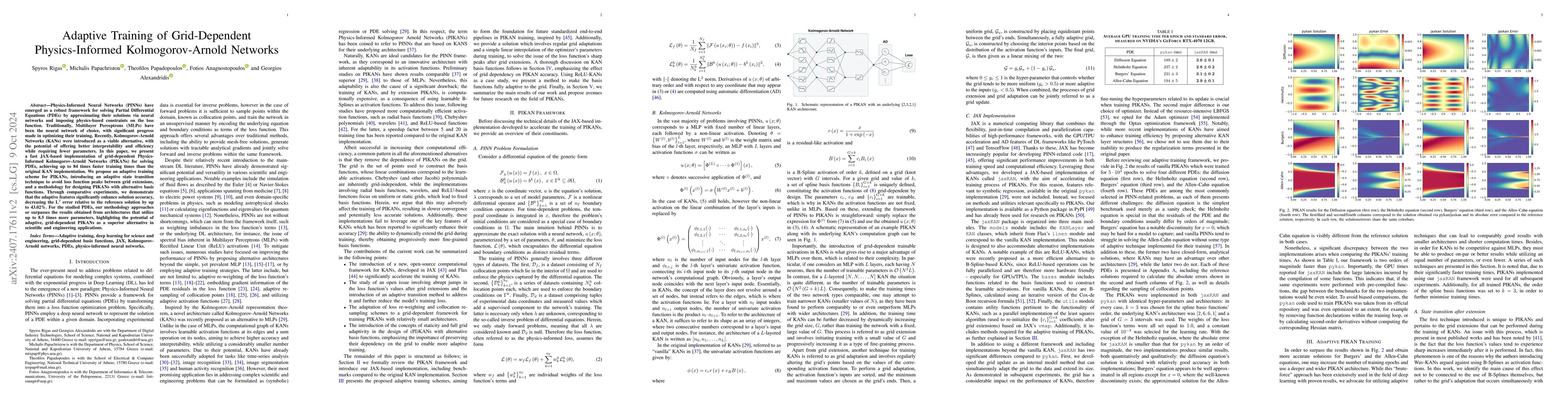 Thumbnail for Adaptive Training of Grid-Dependent Physics-Informed Kolmogorov-Arnold
  Networks