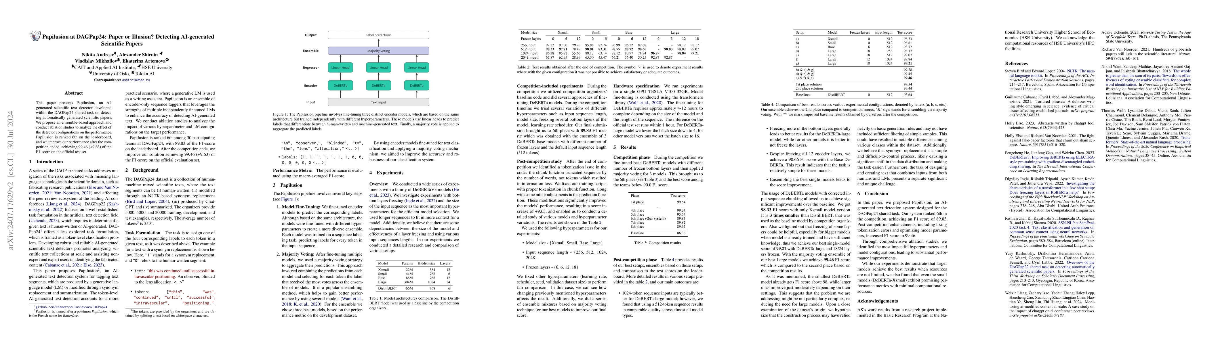 Thumbnail for Papilusion at DAGPap24: Paper or Illusion? Detecting AI-generated
  Scientific Papers