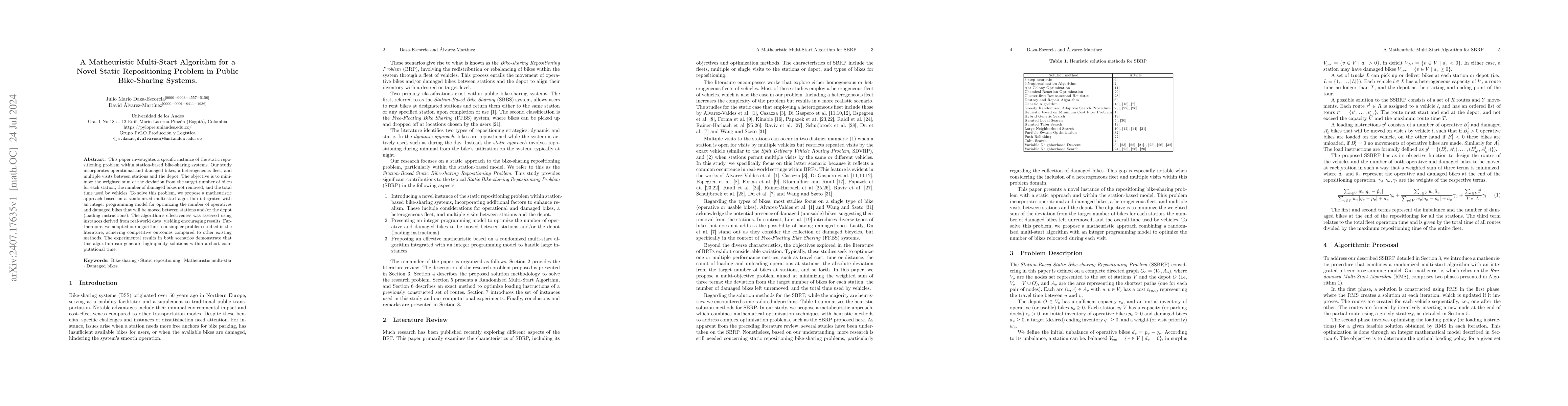 Thumbnail for A Matheuristic Multi-Start Algorithm for a Novel Static Repositioning
  Problem in Public Bike-Sharing Systems