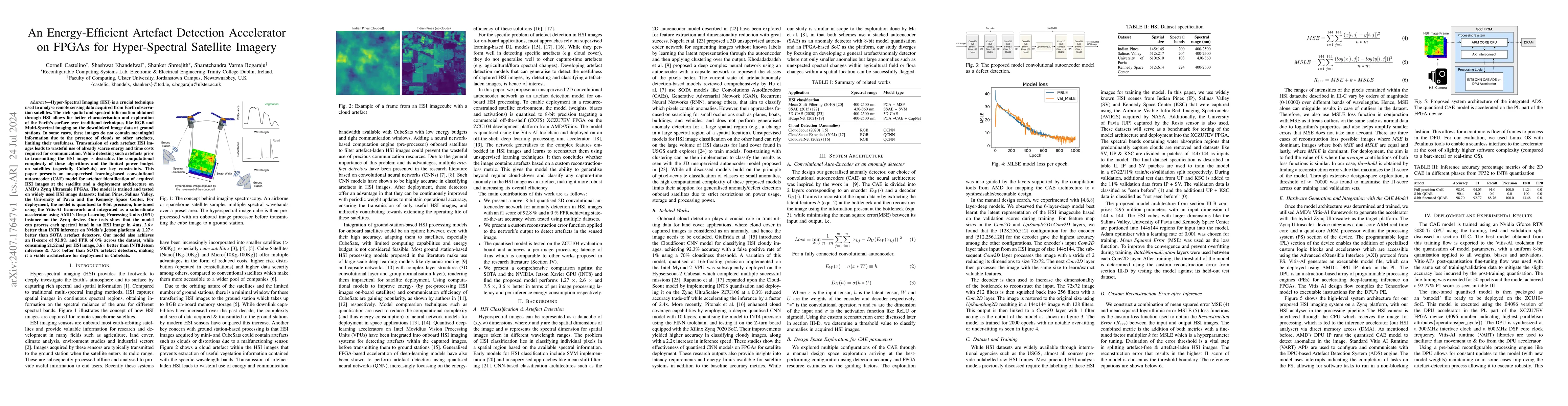 Thumbnail for An Energy-Efficient Artefact Detection Accelerator on FPGAs for
  Hyper-Spectral Satellite Imagery