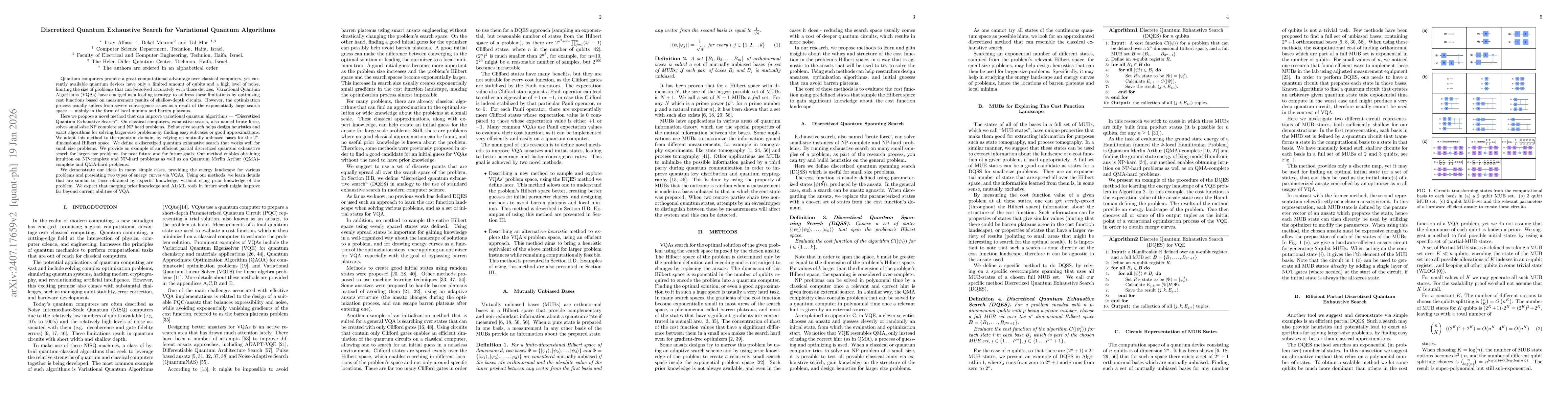 Thumbnail for Discretized Quantum Exhaustive Search for Variational Quantum Algorithms