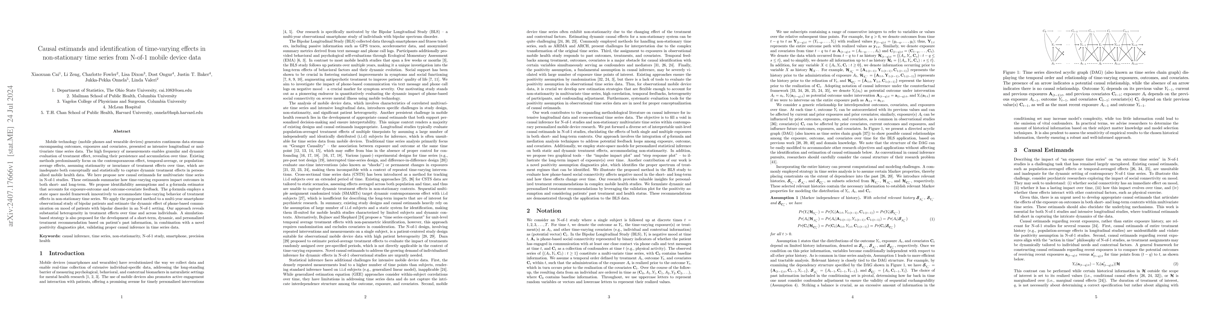 Thumbnail for Causal estimands and identification of time-varying effects in
  non-stationary time series from N-of-1 mobile device data