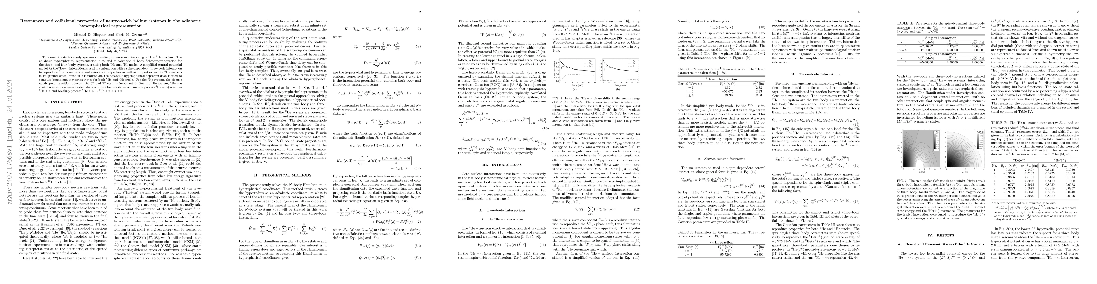 Thumbnail for Resonances and collisional properties of neutron-rich helium isotopes in
  the adiabatic hyperspherical representation