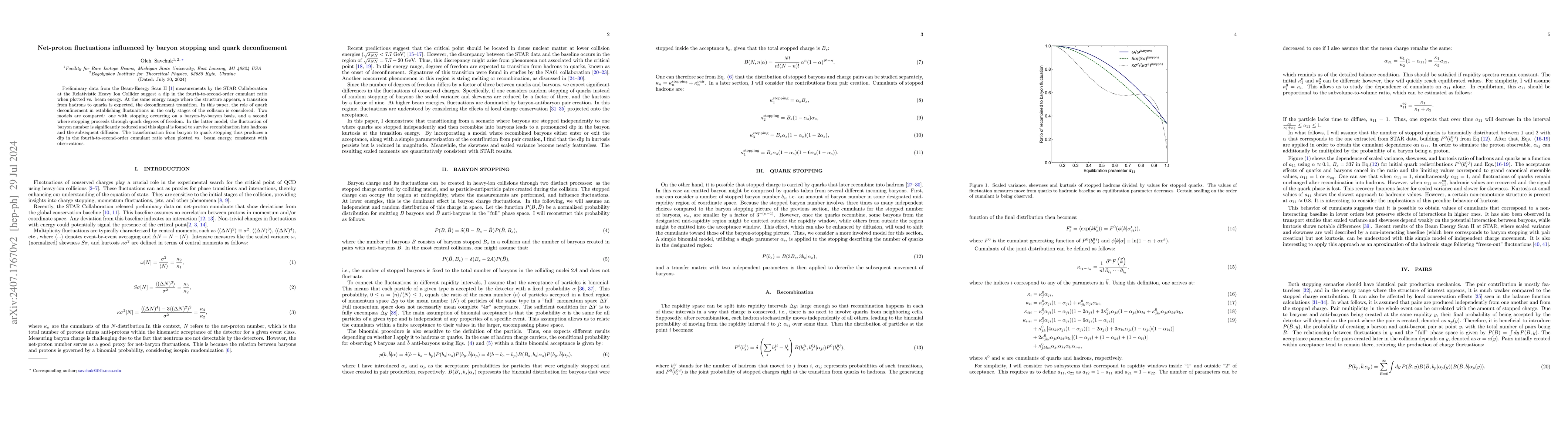 Thumbnail for Net-proton fluctuations influenced by baryon stopping and quark
  deconfinement