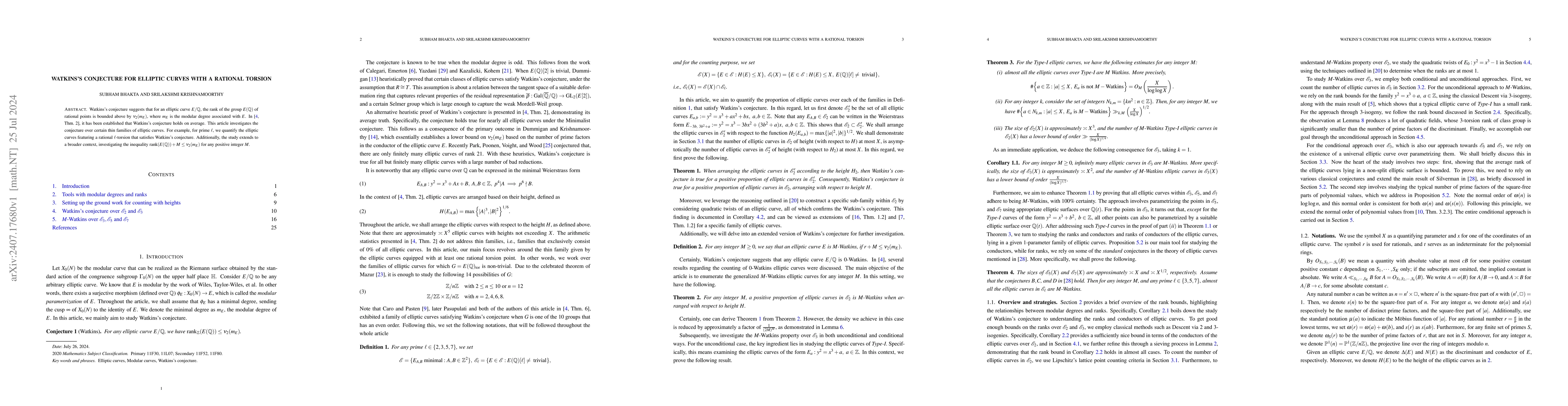 Thumbnail for Watkins's conjecture for elliptic curves with a rational torsion