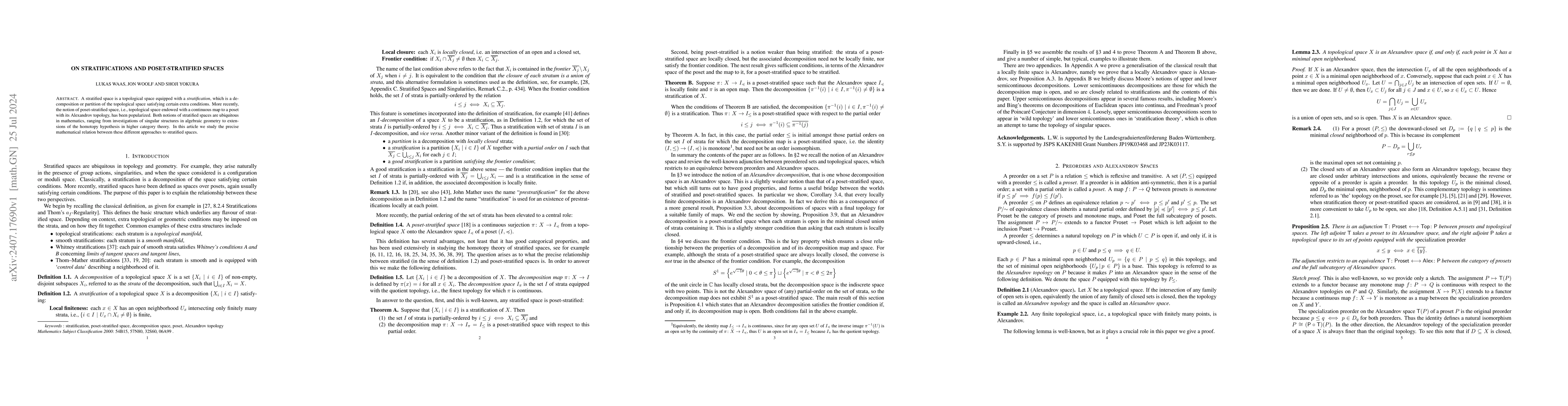 Thumbnail for On stratifications and poset-stratified spaces