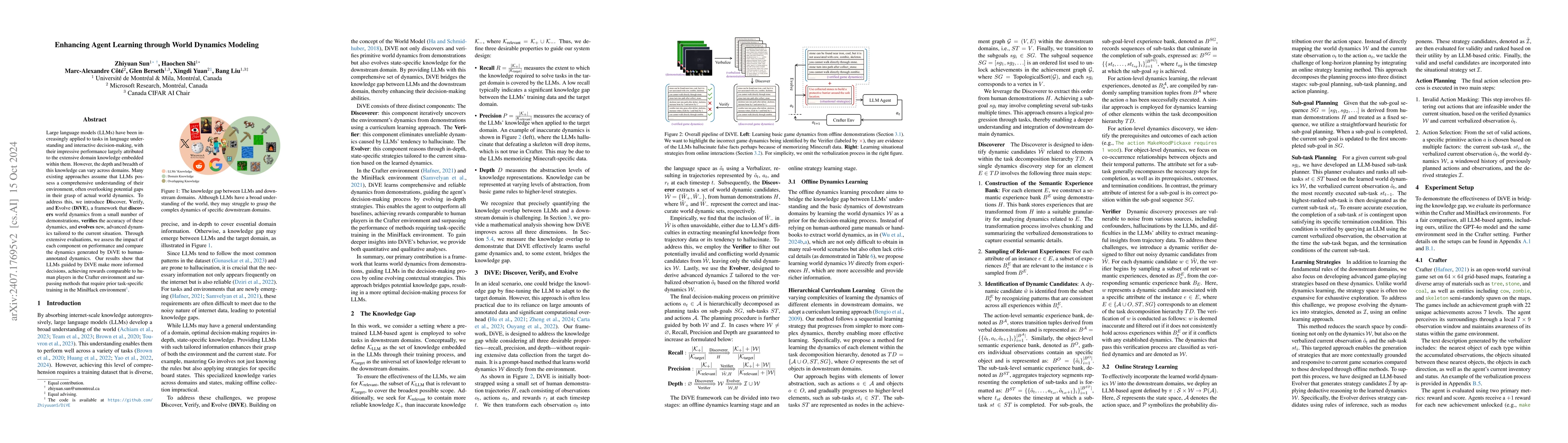 Thumbnail for Enhancing Agent Learning through World Dynamics Modeling