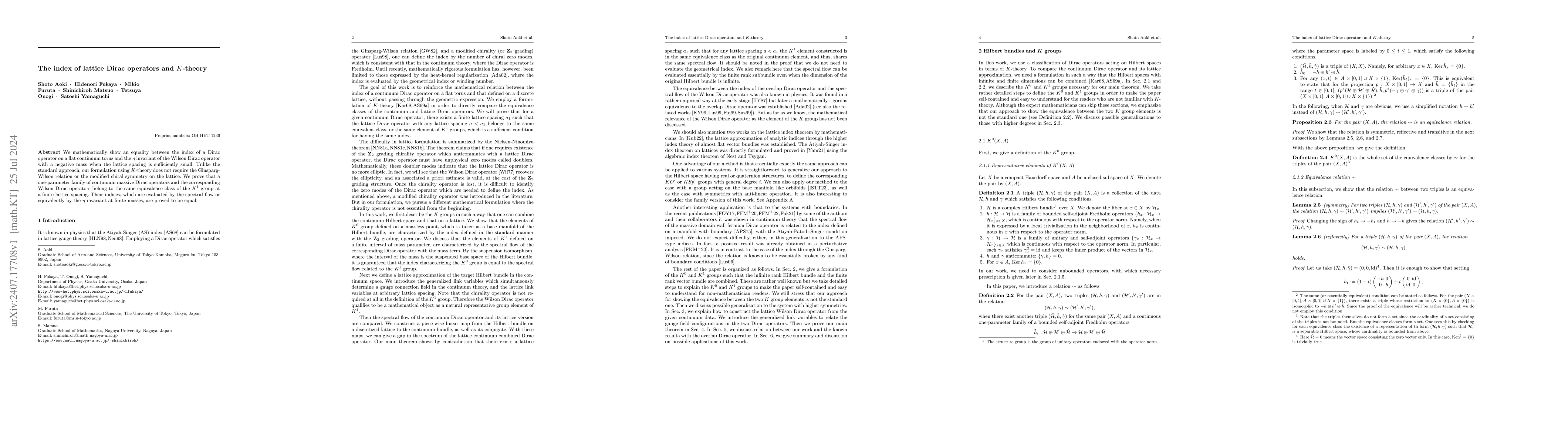 Thumbnail for The index of lattice Dirac operators and $K$-theory