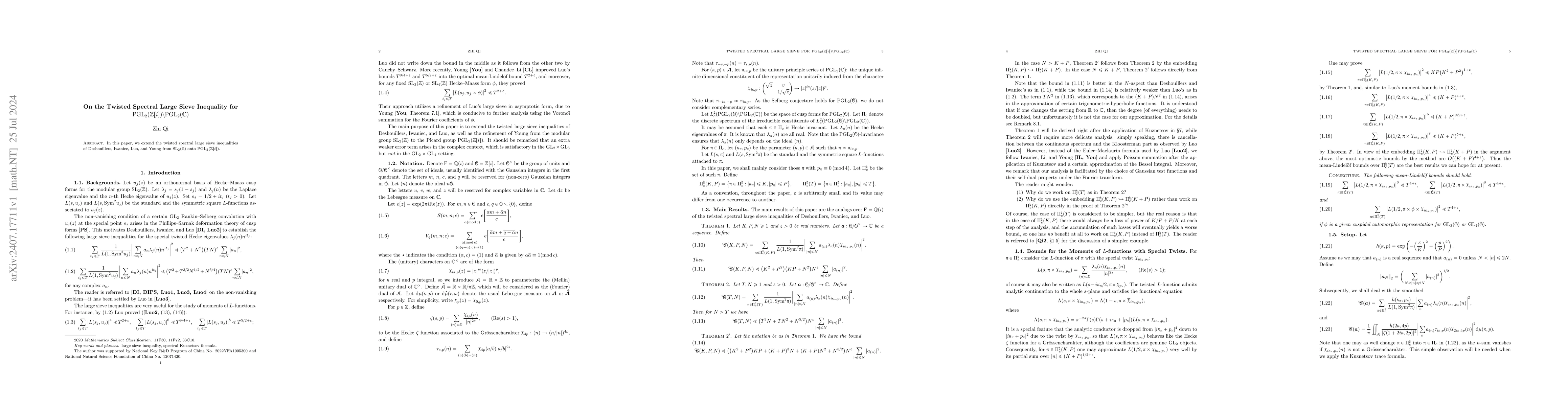 Thumbnail for On the Twisted Spectral Large Sieve Inequality for $\mathrm{PGL}_2
  (\mathbb{Z}[i]) \backslash \mathrm{PGL}_2 (\mathbb{C})$