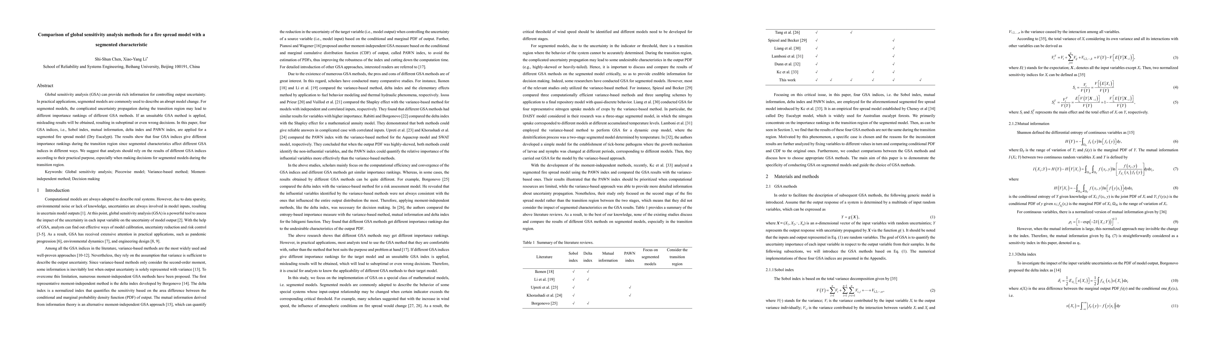 Thumbnail for Comparison of global sensitivity analysis methods for a fire spread
  model with a segmented characteristic