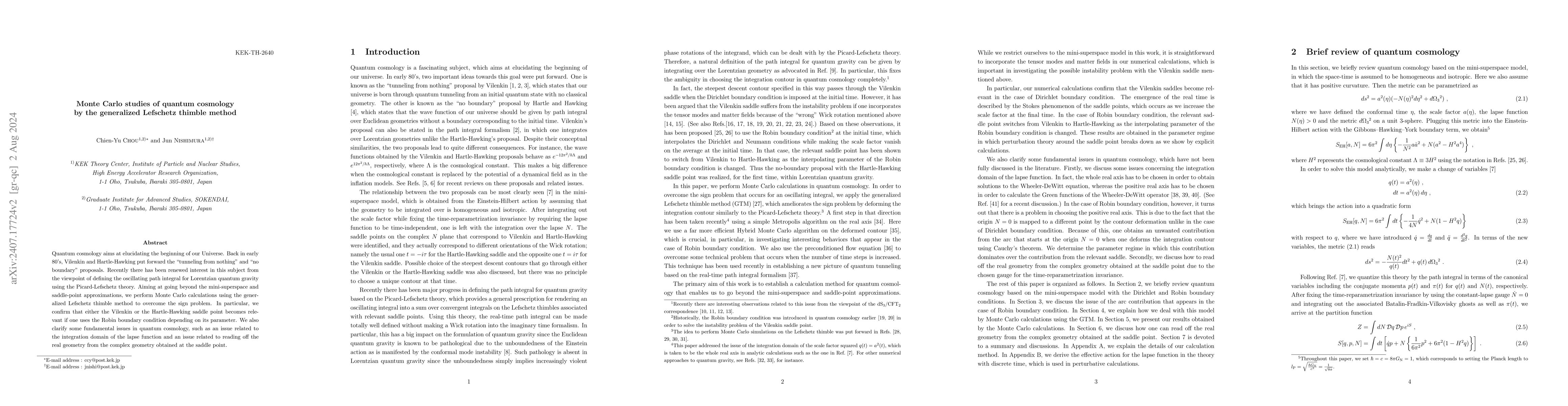 Thumbnail for Monte Carlo studies of quantum cosmology by the generalized Lefschetz
  thimble method