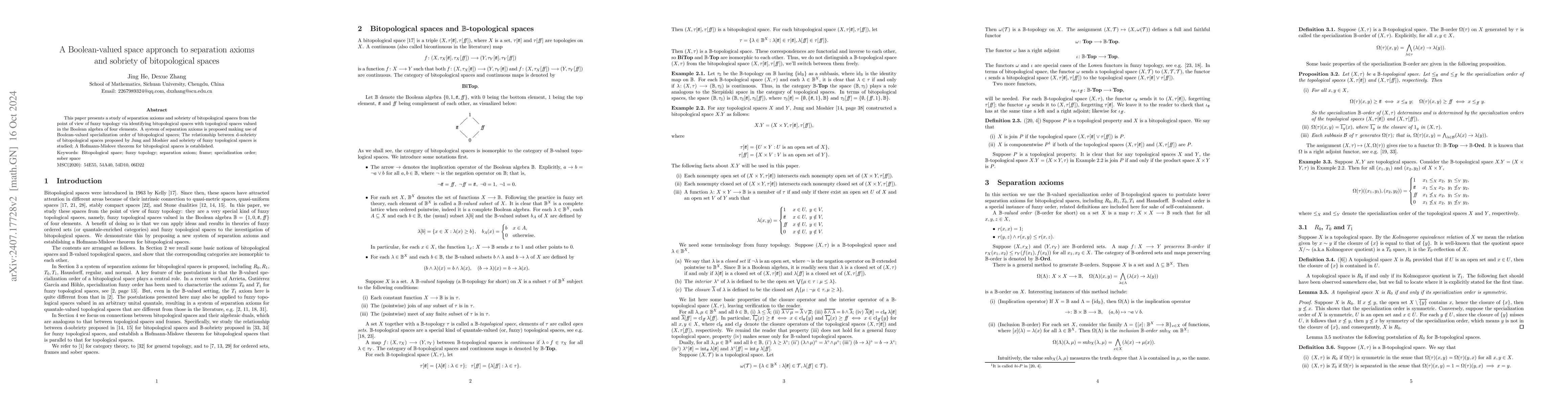 Thumbnail for A Boolean-valued space approach to separation axioms and sobriety of
  bitopological spaces