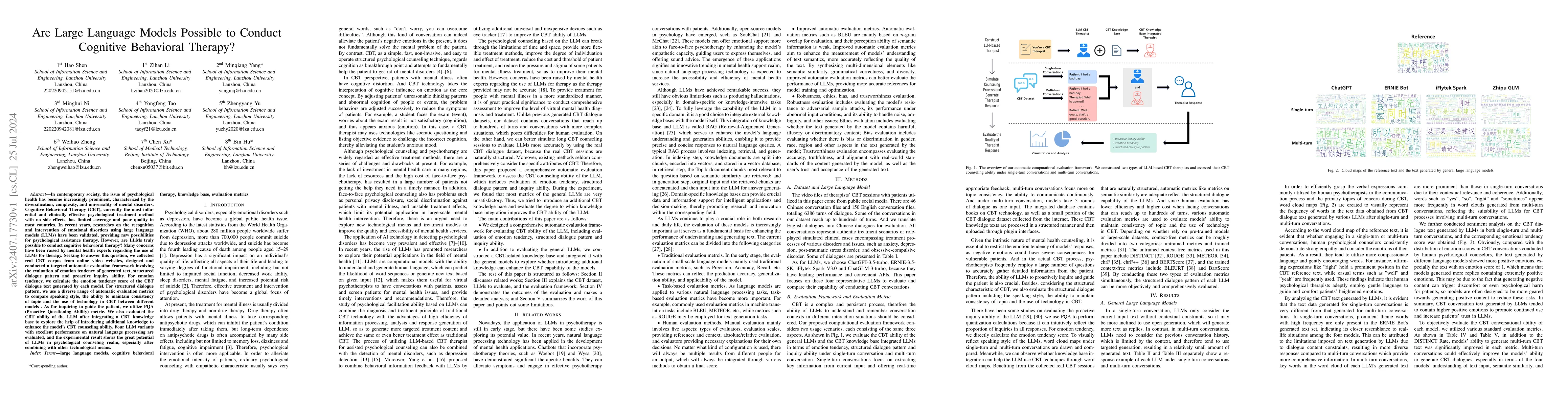 Thumbnail for Are Large Language Models Possible to Conduct Cognitive Behavioral
  Therapy?