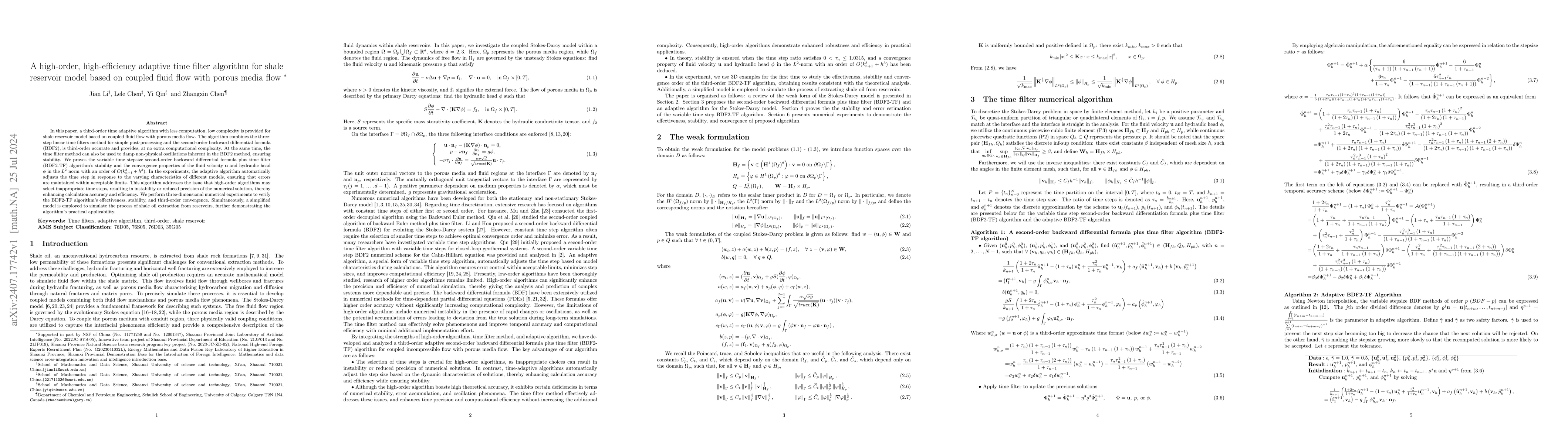 Thumbnail for A high-order, high-efficiency adaptive time filter algorithm for shale
  reservoir model based on coupled fluid flow with porous media flow