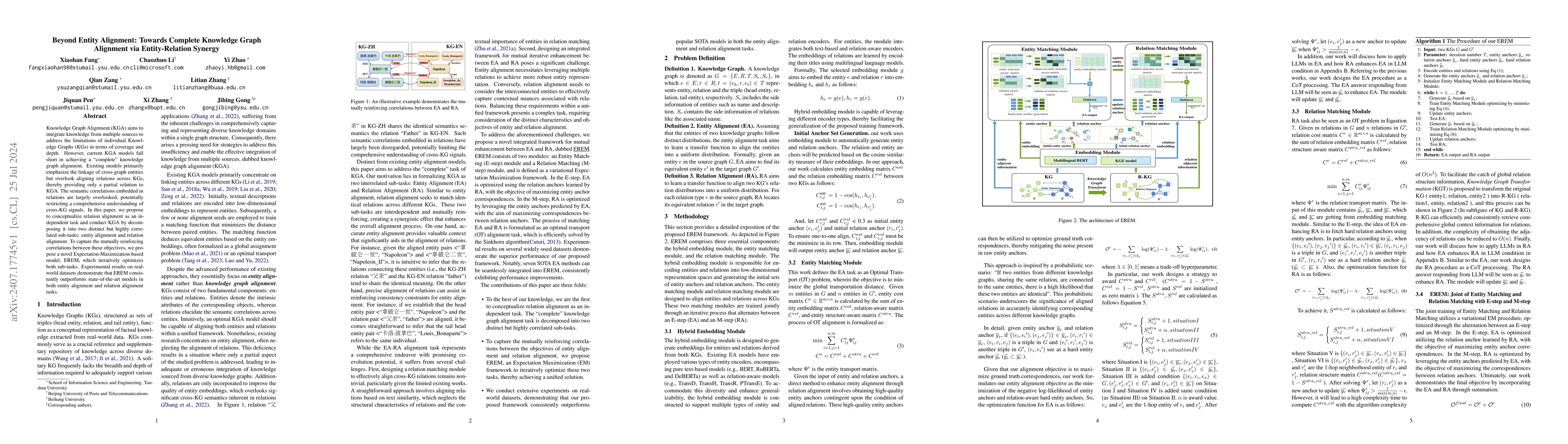 Thumbnail for Beyond Entity Alignment: Towards Complete Knowledge Graph Alignment via
  Entity-Relation Synergy