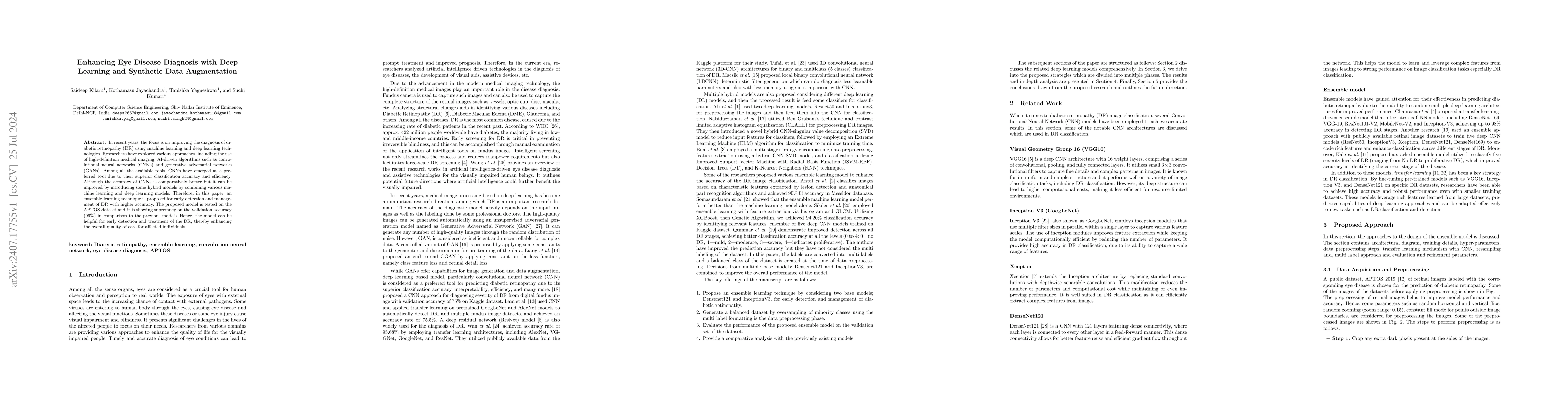 Thumbnail for Enhancing Eye Disease Diagnosis with Deep Learning and Synthetic Data
  Augmentation