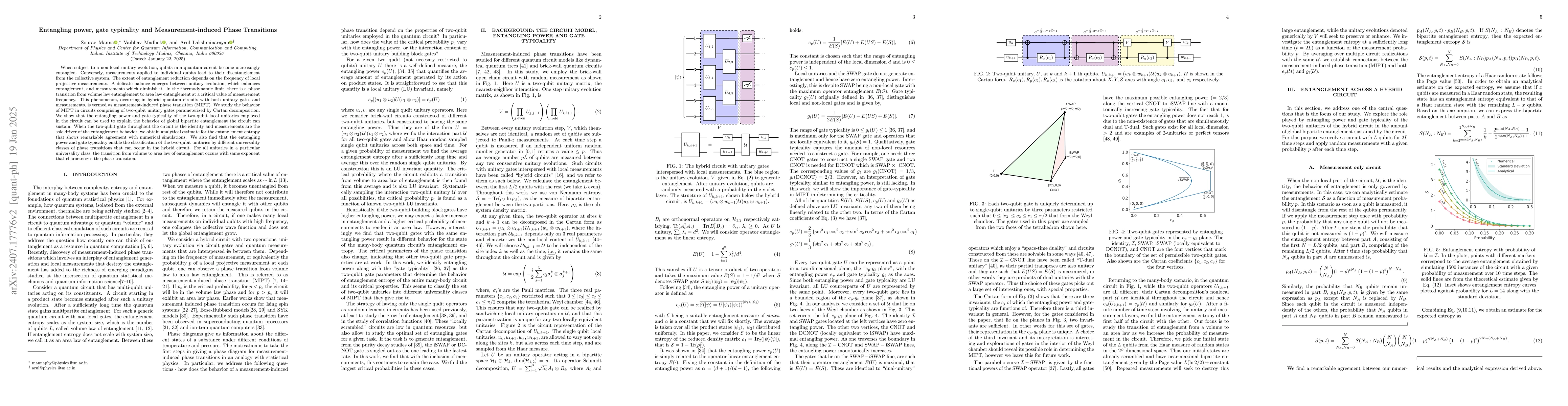 Thumbnail for Entangling power, gate typicality and Measurement-induced Phase
  Transitions