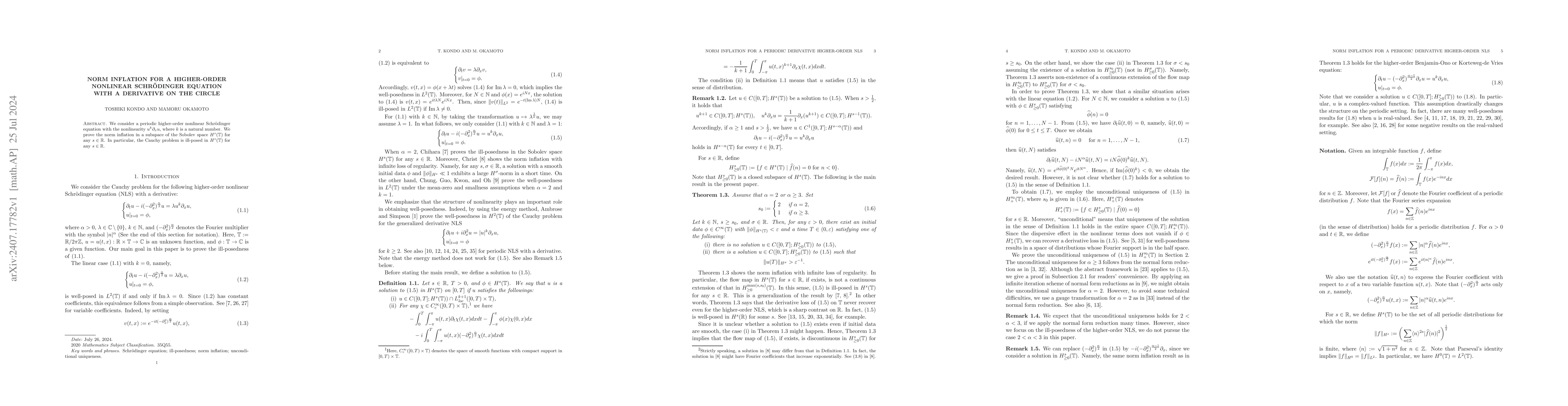 Thumbnail for Norm inflation for a higher-order nonlinear Schrödinger equation with
  a derivative on the circle