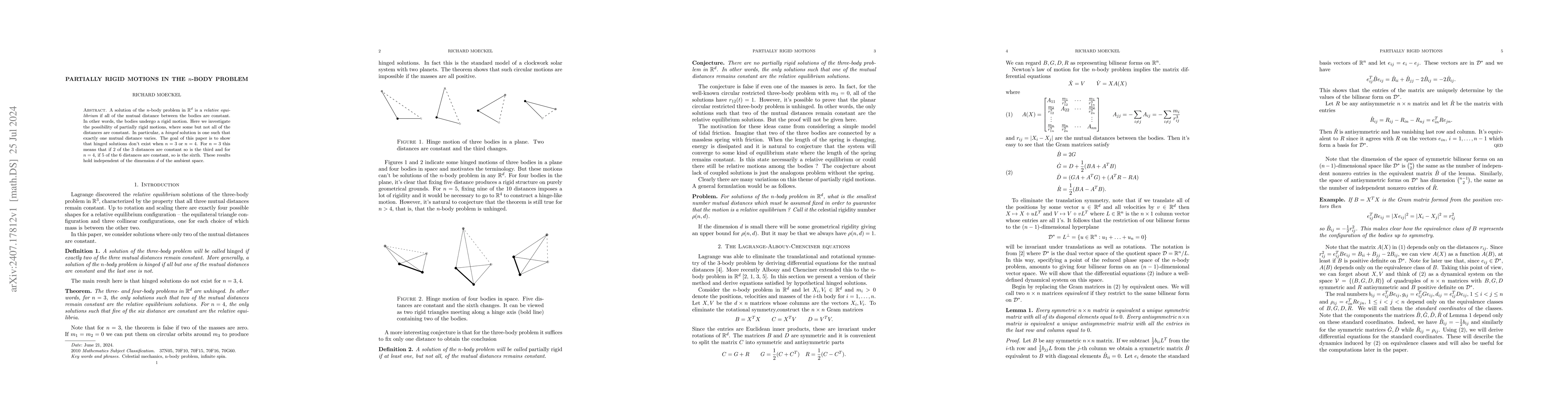 Thumbnail for Partially rigid motions in the n-body problem