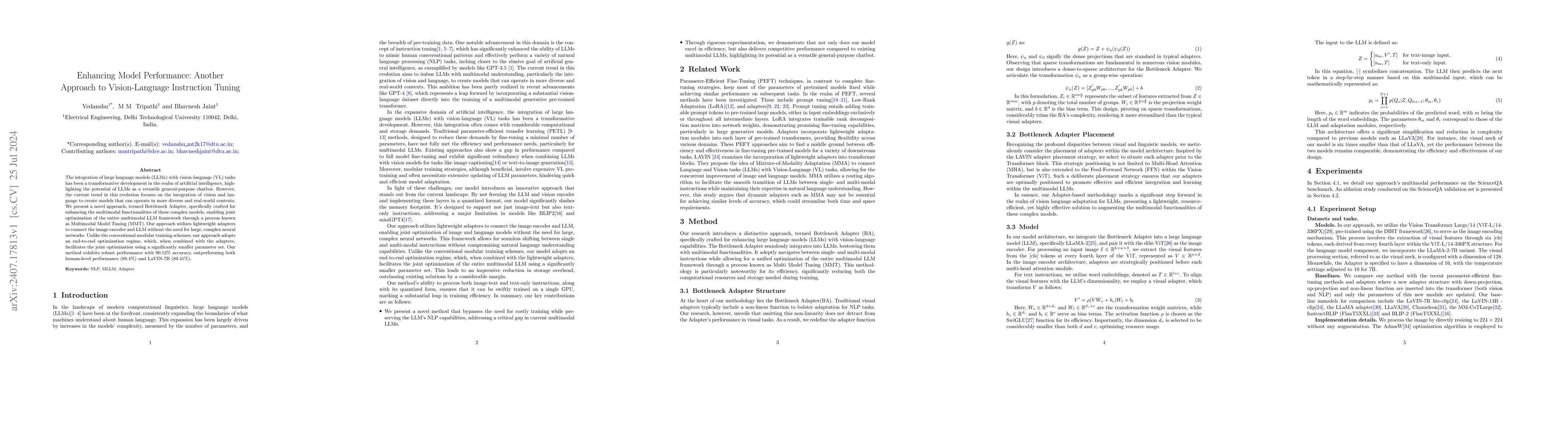 Thumbnail for Enhancing Model Performance: Another Approach to Vision-Language
  Instruction Tuning