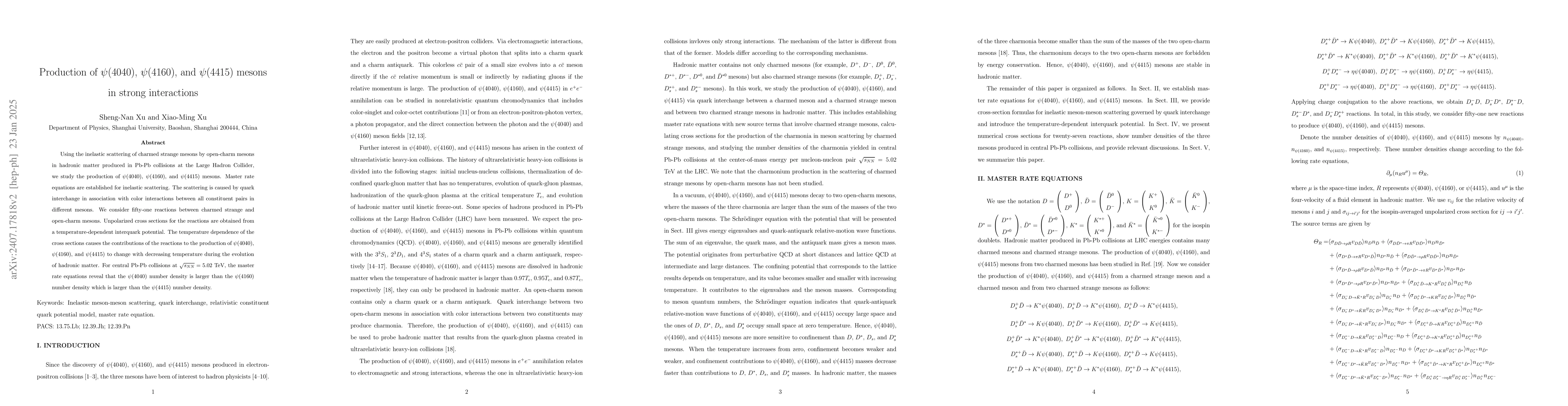 Thumbnail for Production of $ψ(4040)$, $ψ(4160)$, and $ψ(4415)$ mesons in
  strong interactions