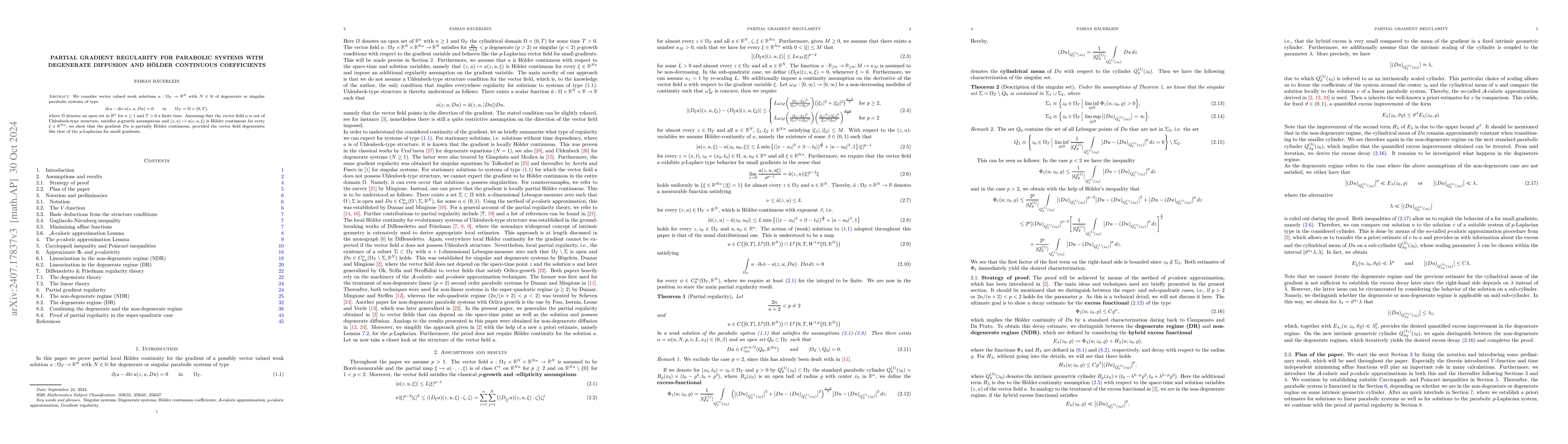 Thumbnail for Partial gradient regularity for parabolic systems with degenerate
  diffusion and Hölder continuous coefficients