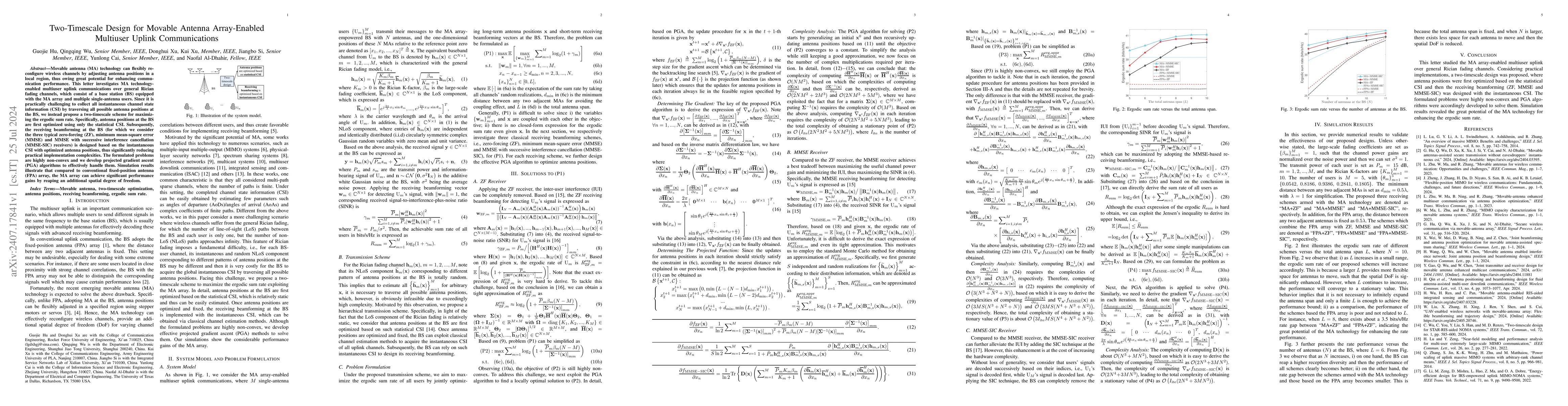 Thumbnail for Two-Timescale Design for Movable Antenna Array-Enabled Multiuser Uplink
  Communications