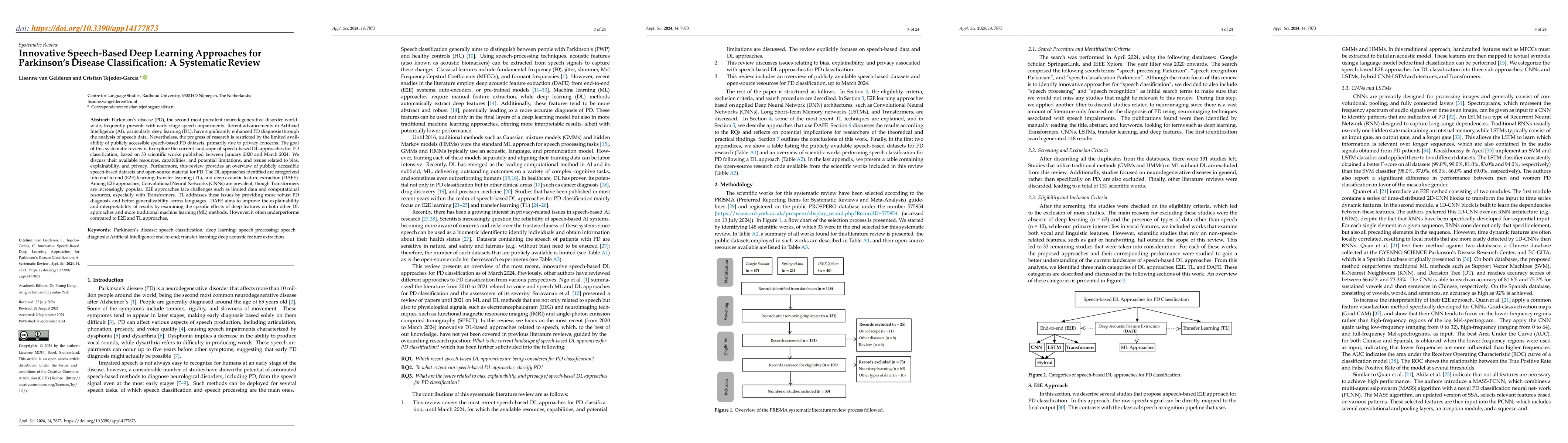 Thumbnail for Innovative Speech-Based Deep Learning Approaches for Parkinson's Disease
  Classification: A Systematic Review