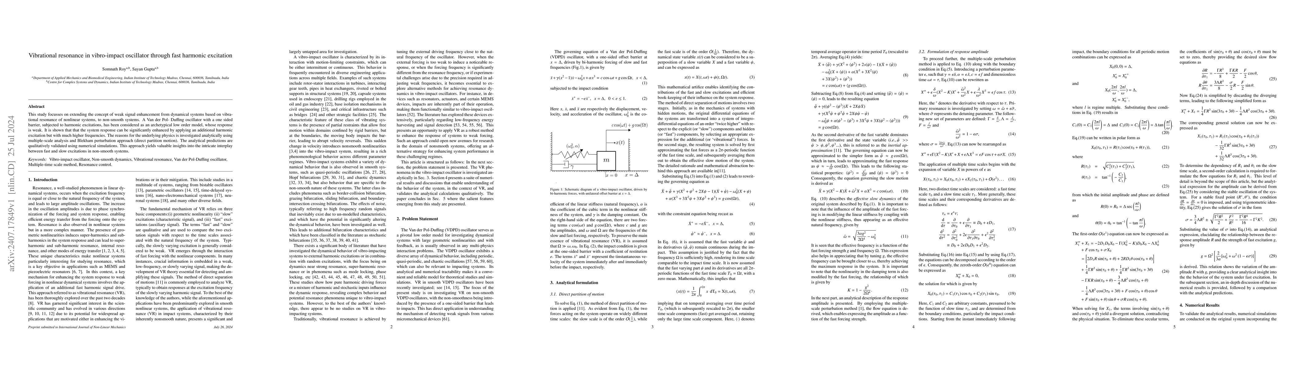 Thumbnail for Vibrational resonance in vibro-impact oscillator through fast harmonic
  excitation