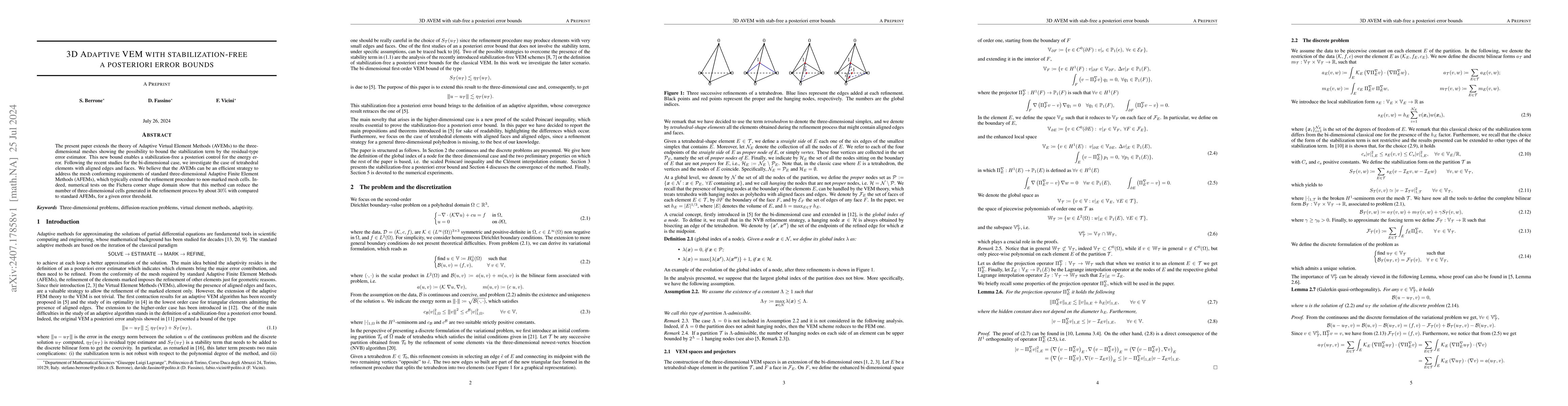 Thumbnail for 3D Adaptive VEM with stabilization-free a posteriori error bounds