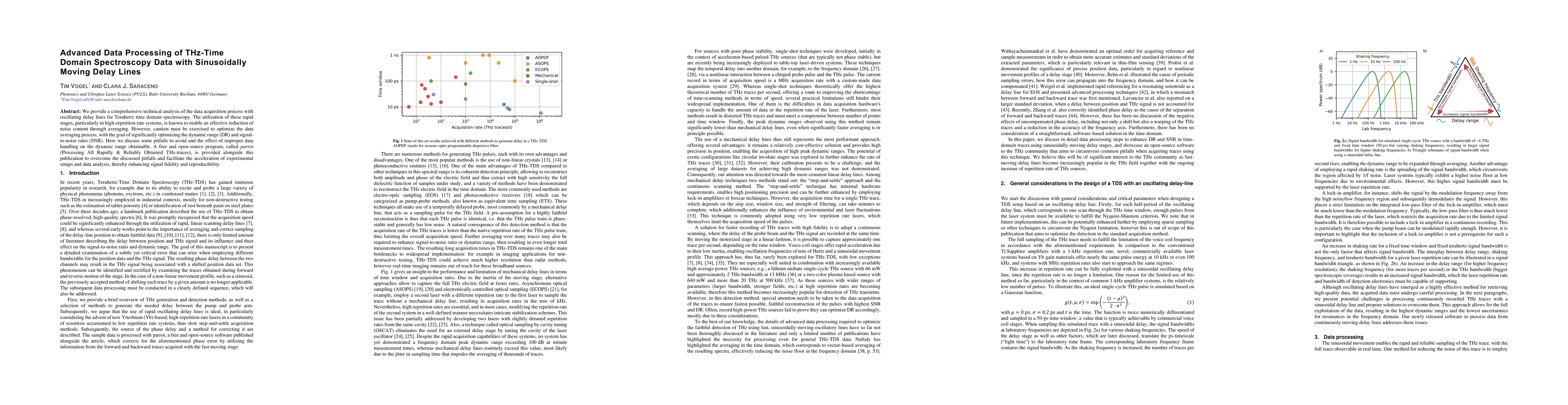 Thumbnail for Advanced Data Processing of THz-Time Domain Spectroscopy Data with
  Sinusoidally Moving Delay Lines