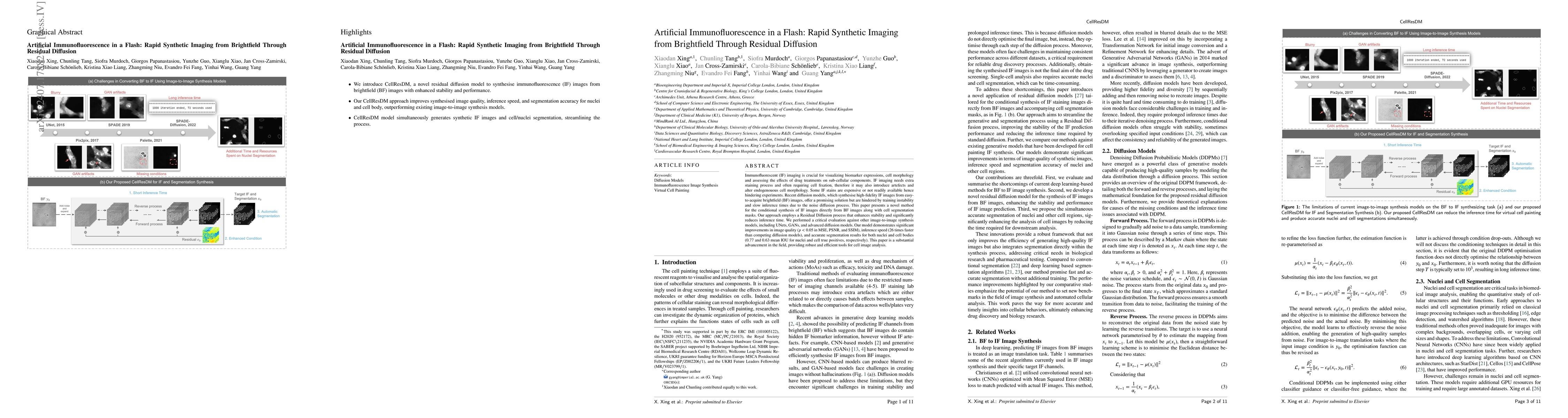 Thumbnail for Artificial Immunofluorescence in a Flash: Rapid Synthetic Imaging from
  Brightfield Through Residual Diffusion