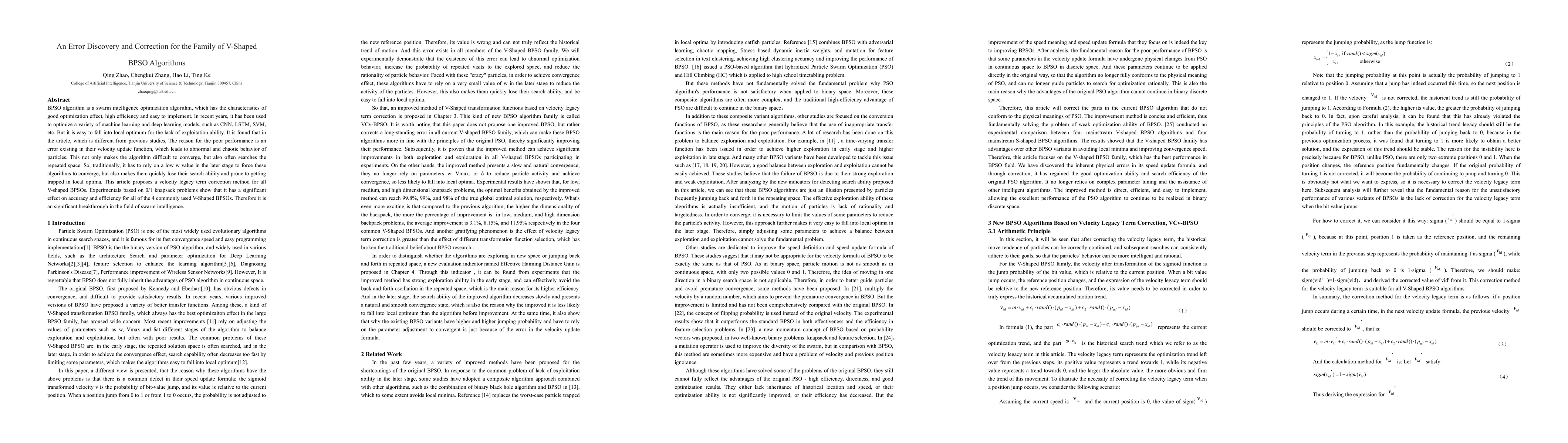 Thumbnail for An Error Discovery and Correction for the Family of V-Shaped BPSO
  Algorithms