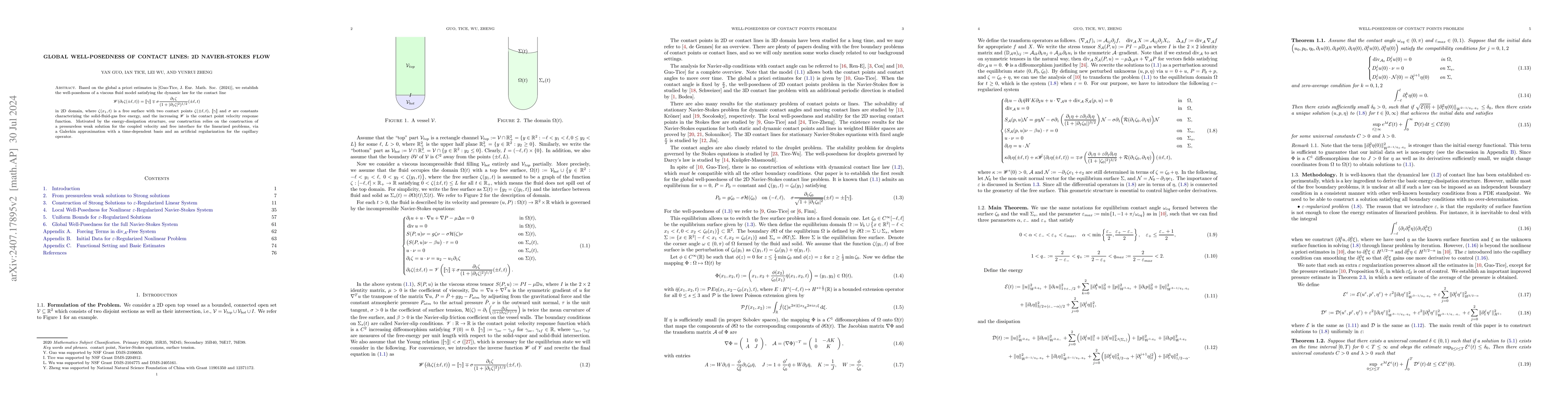 Thumbnail for Global Well-Posedness of Contact Lines: 2D Navier-Stokes Flow