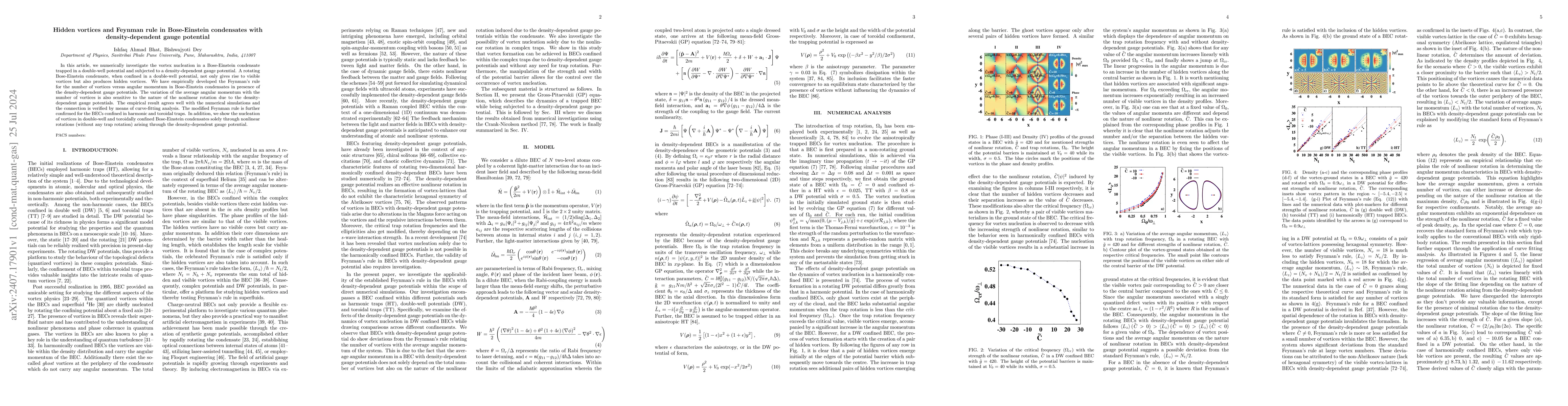 Thumbnail for Hidden vortices and Feynman rule in Bose-Einstein condensates with
  density-dependent gauge potential