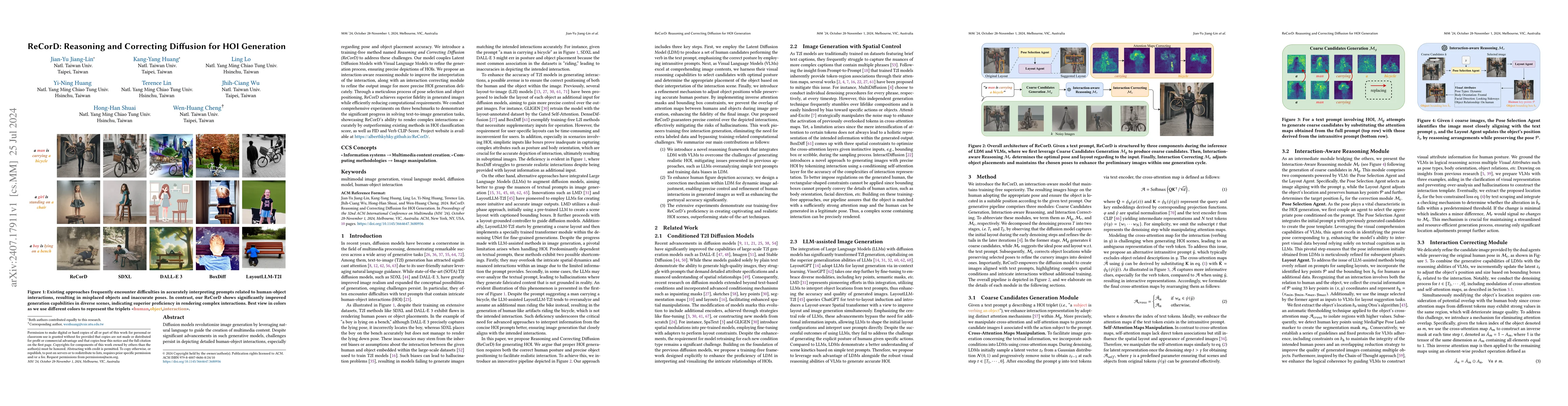 Thumbnail for ReCorD: Reasoning and Correcting Diffusion for HOI Generation