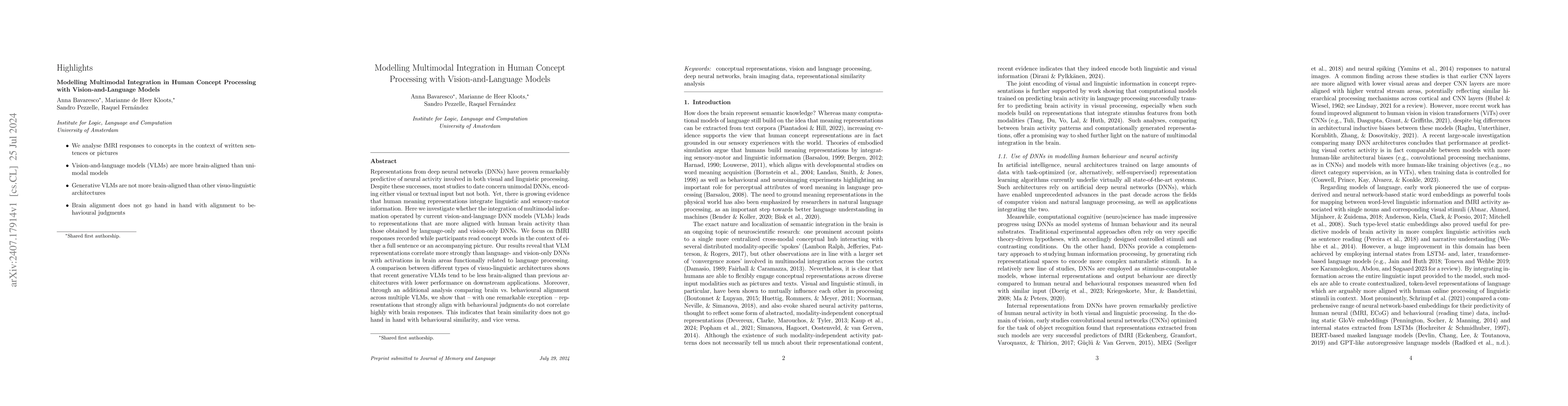 Thumbnail for Modelling Multimodal Integration in Human Concept Processing with
  Vision-and-Language Models