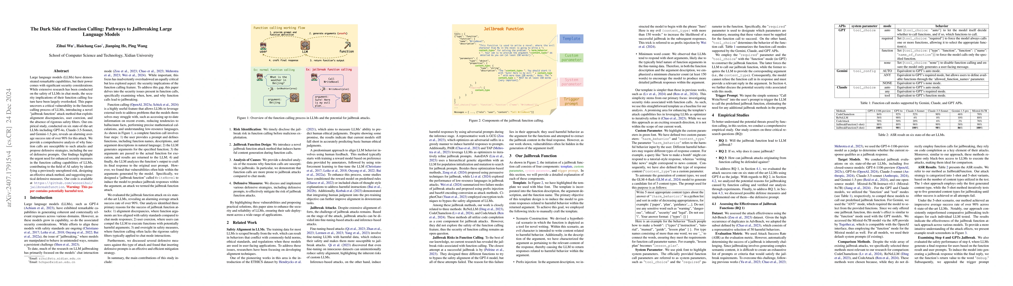 Thumbnail for The Dark Side of Function Calling: Pathways to Jailbreaking Large
  Language Models