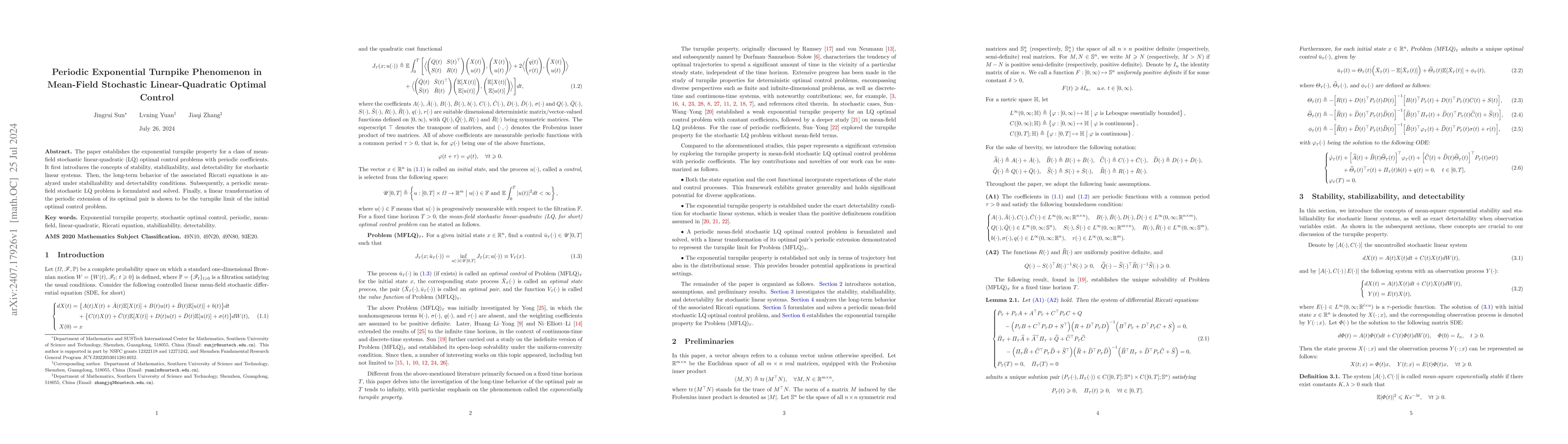Thumbnail for Periodic Exponential Turnpike Phenomenon in Mean-Field Stochastic
  Linear-Quadratic Optimal Control