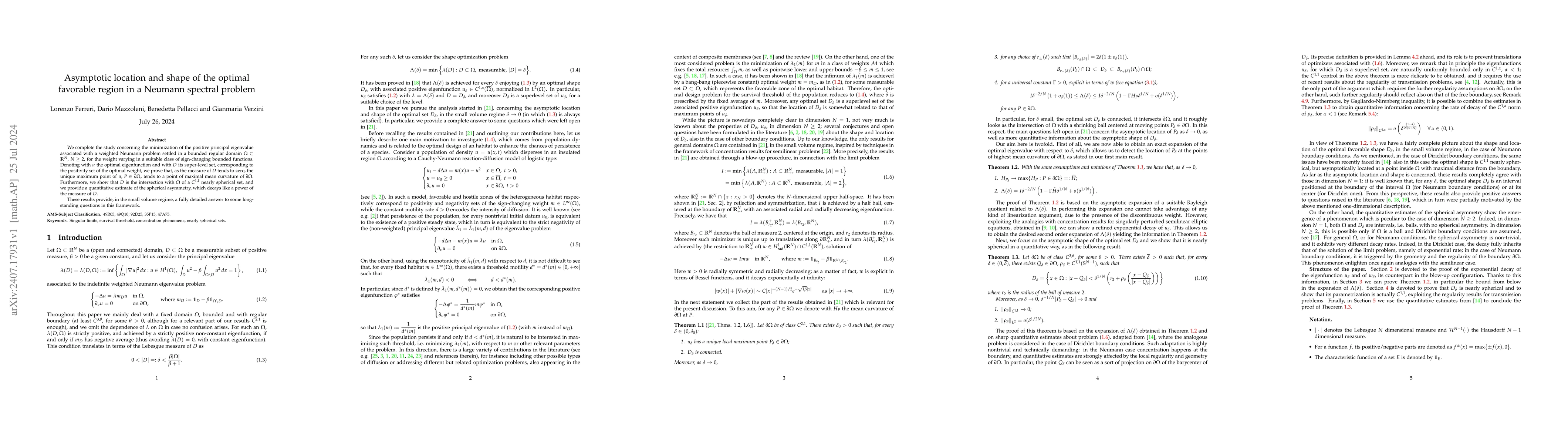 Thumbnail for Asymptotic location and shape of the optimal favorable region in a
  Neumann spectral problem