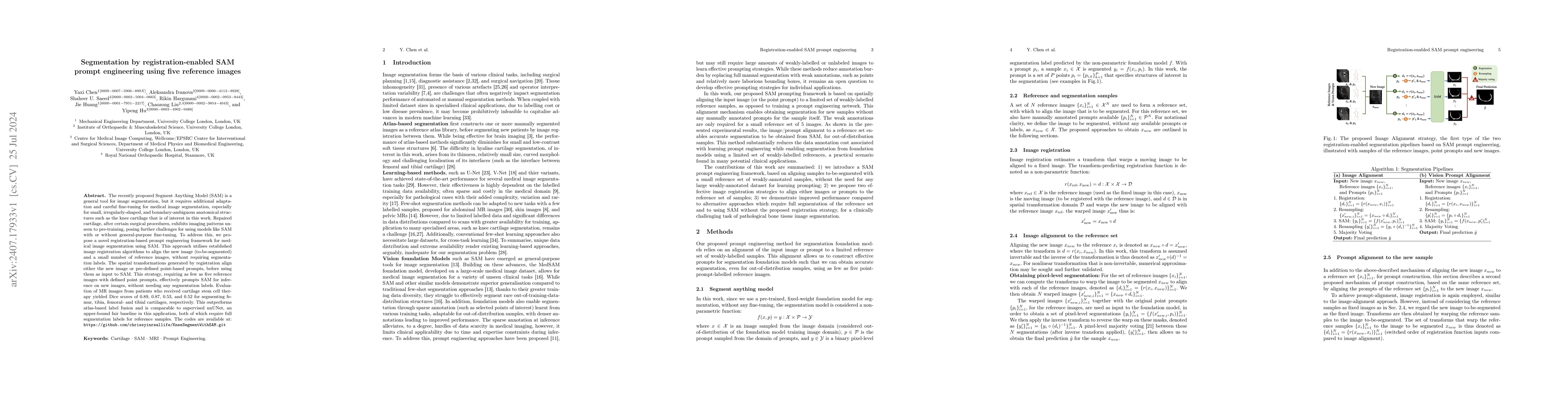 Thumbnail for Segmentation by registration-enabled SAM prompt engineering using five
  reference images