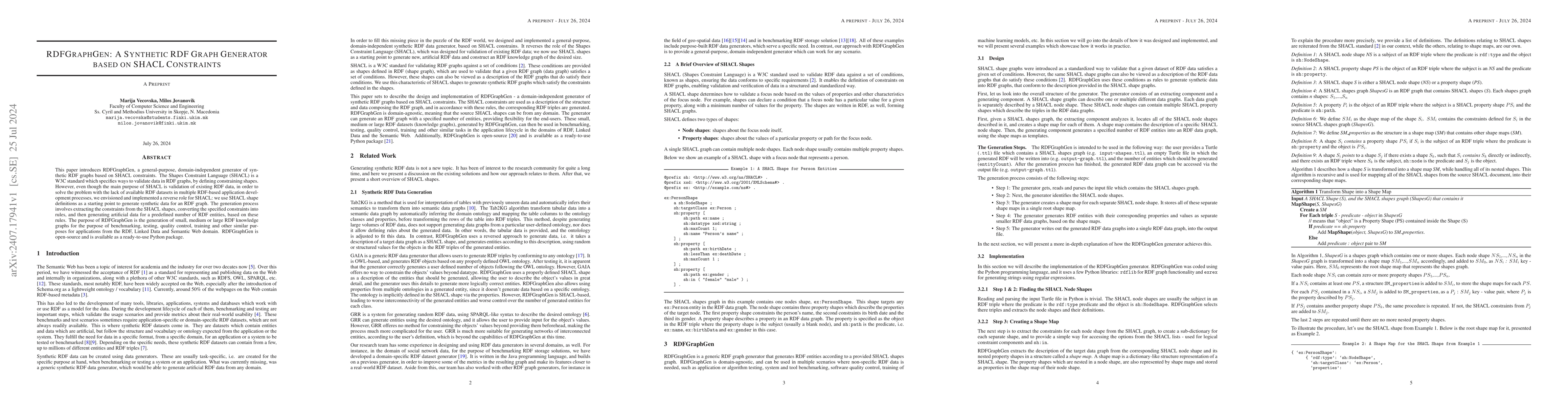 Thumbnail for RDFGraphGen: A Synthetic RDF Graph Generator based on SHACL Constraints