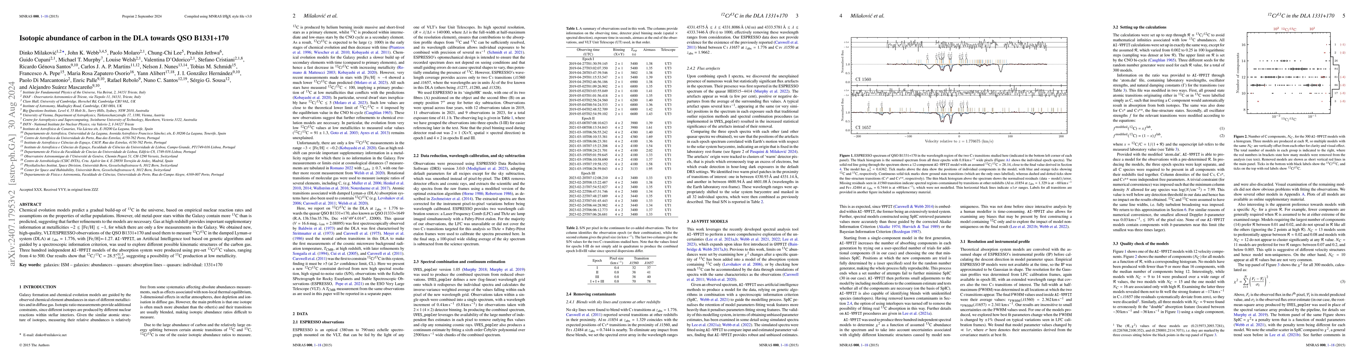 Thumbnail for Isotopic abundance of carbon in the DLA towards QSO B1331+170
