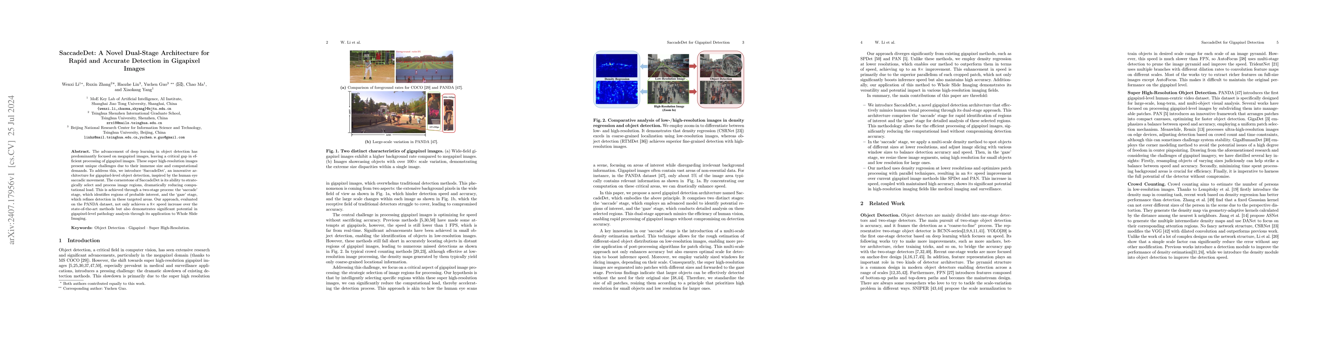 Thumbnail for SaccadeDet: A Novel Dual-Stage Architecture for Rapid and Accurate
  Detection in Gigapixel Images