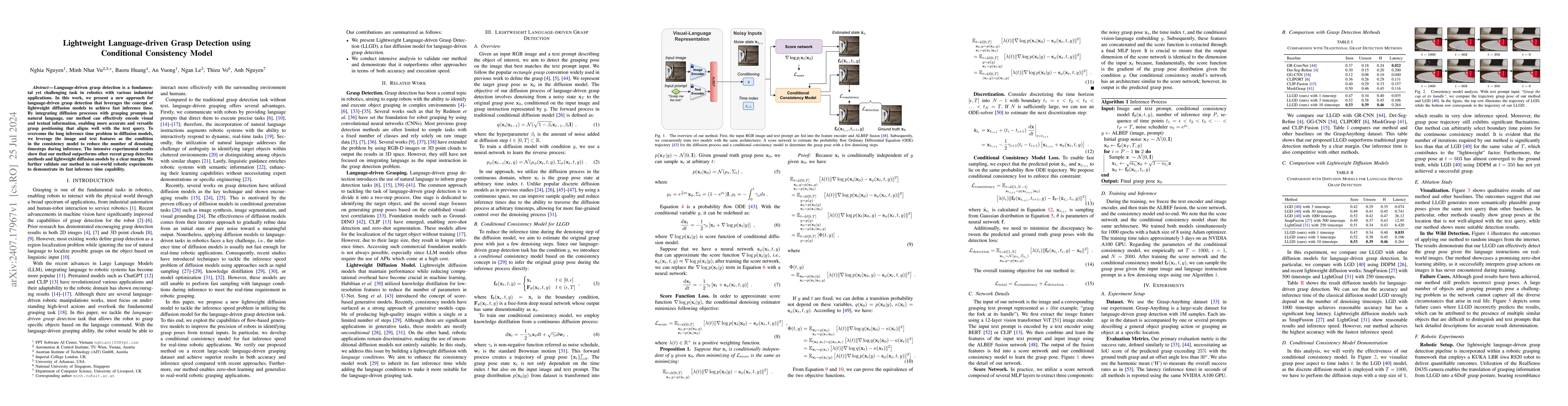 Thumbnail for Lightweight Language-driven Grasp Detection using Conditional
  Consistency Model