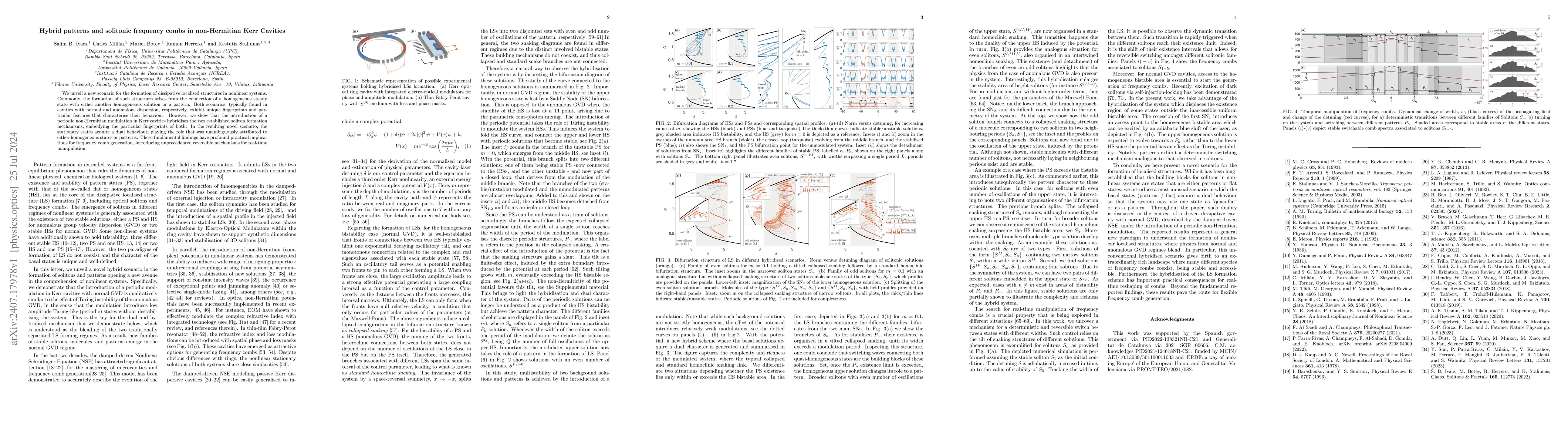Thumbnail for Hybrid patterns and solitonic frequency combs in non-Hermitian Kerr
  Cavities