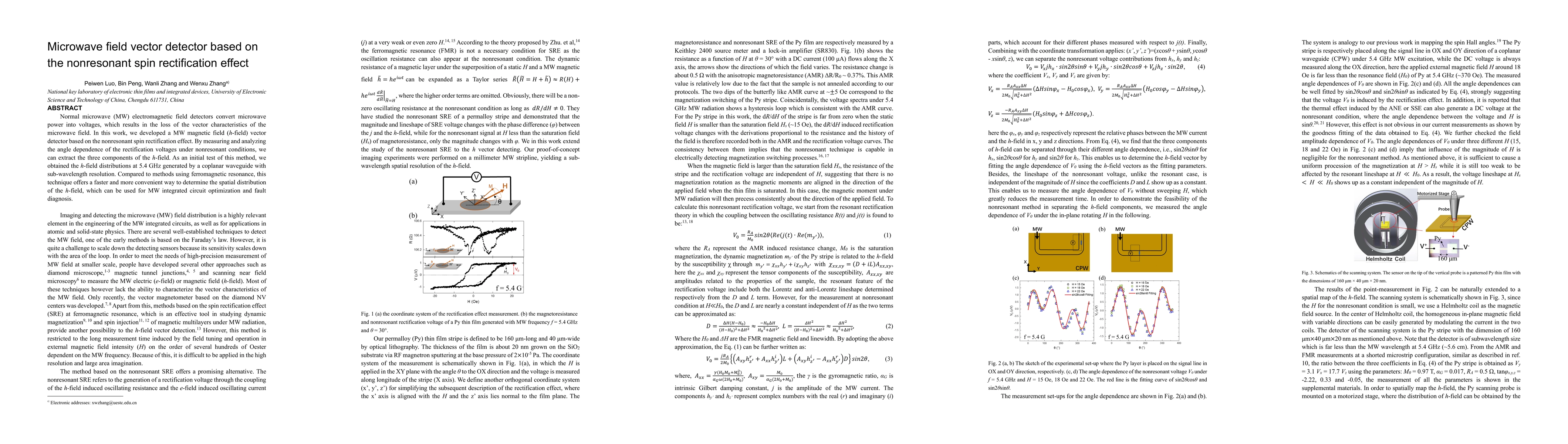 Thumbnail for Microwave field vector detector based on the nonresonant spin
  rectification effect